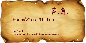 Perhócs Milica névjegykártya